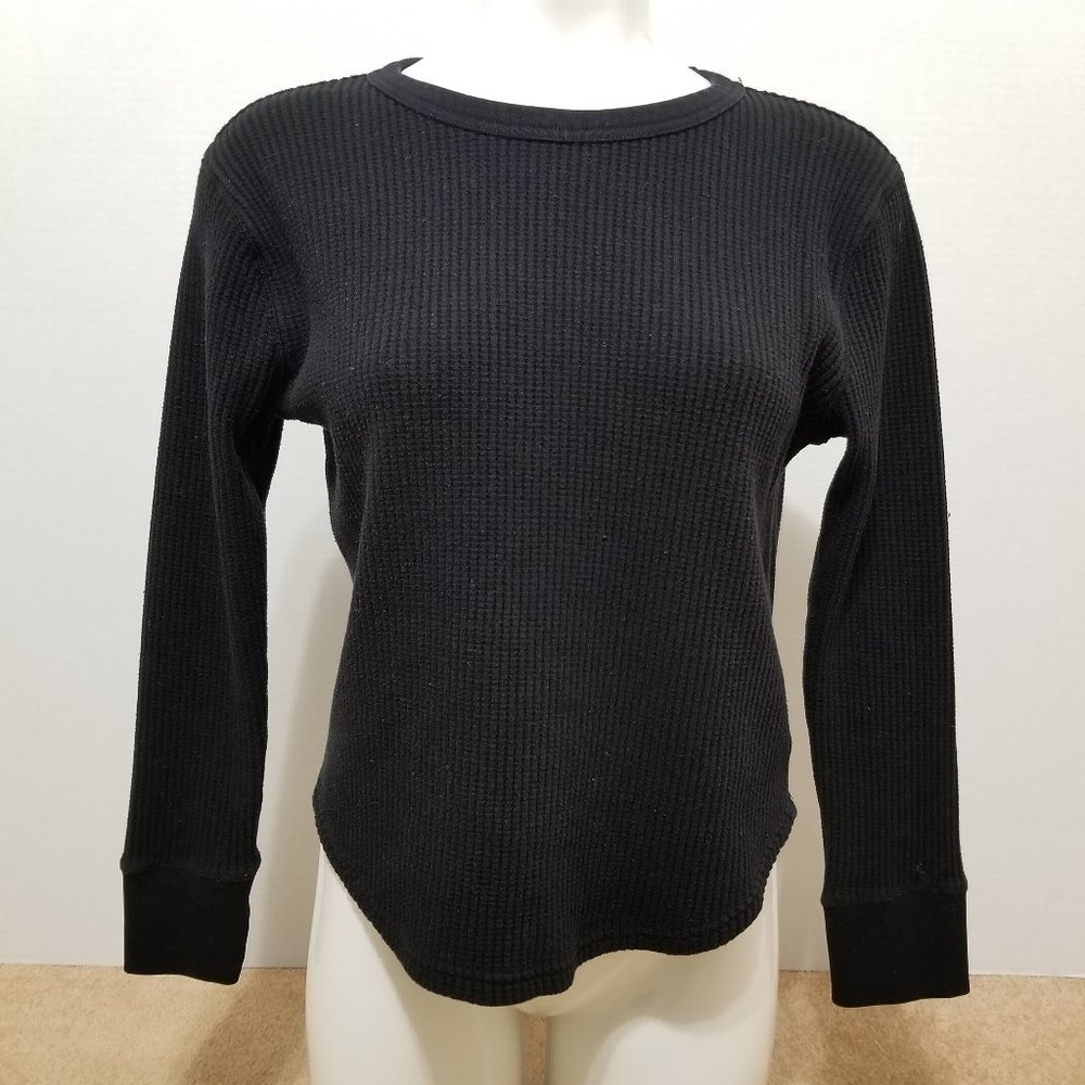 GAP top XS Waffle Crewneck T-Shirt knit straight silhouette hits at hip stretch